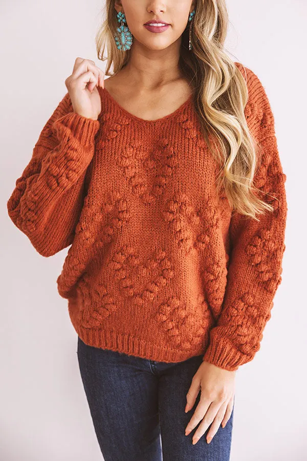 Romantic Mood Knit Sweater in Rust