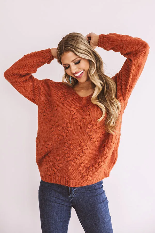 Romantic Mood Knit Sweater in Rust