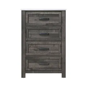 Rustic Stone-Top Chest with Weathered Wood Finish