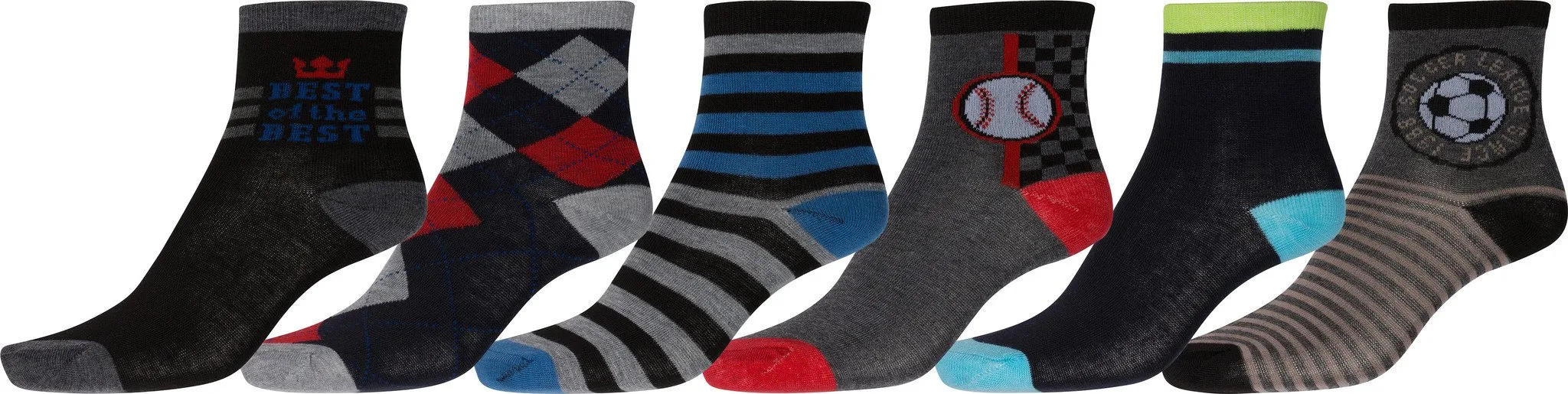 Sakkas Boy's Playful Pattern Assorted Crew Socks 6-Pack