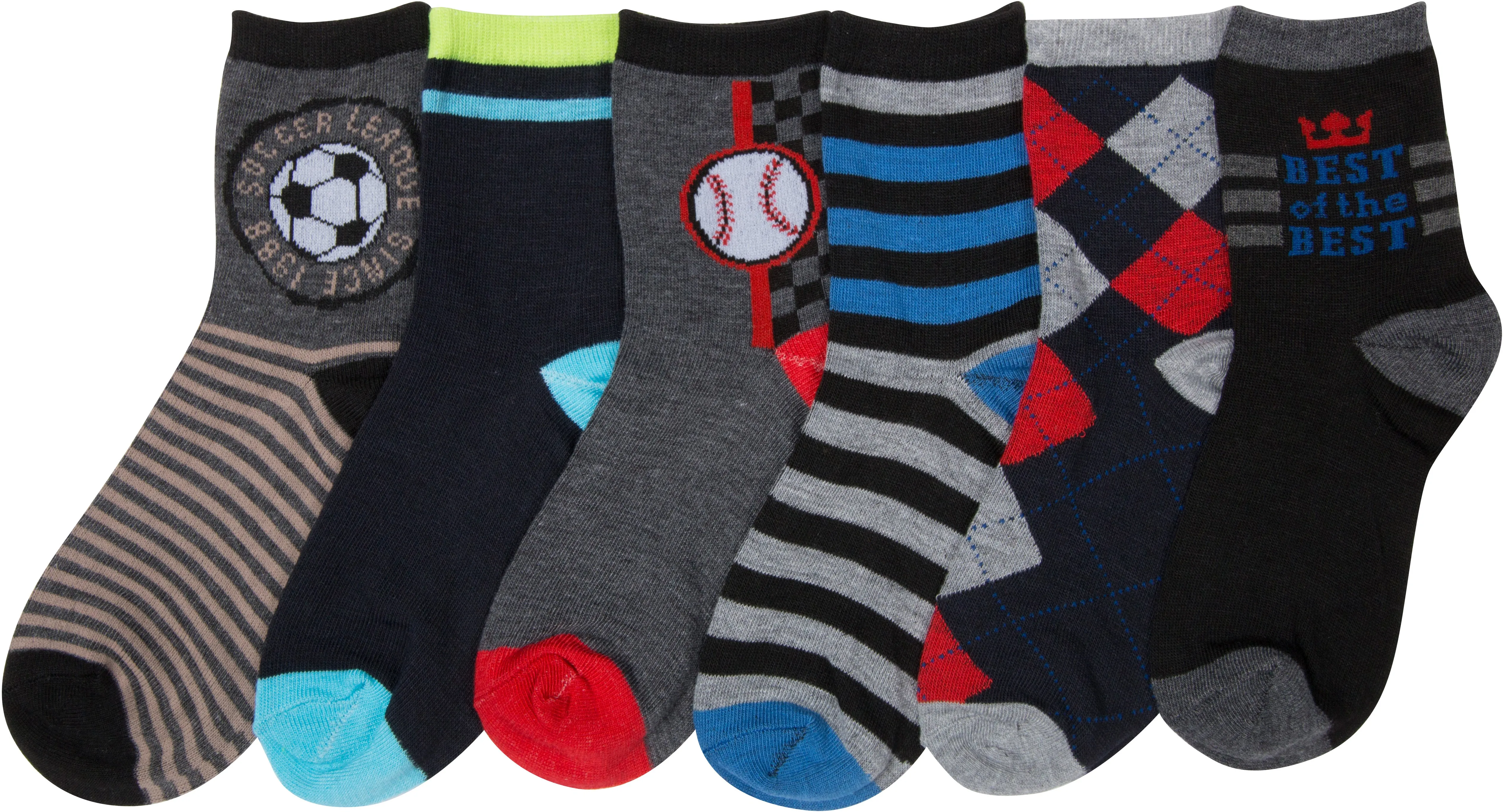 Sakkas Boy's Playful Pattern Assorted Crew Socks 6-Pack