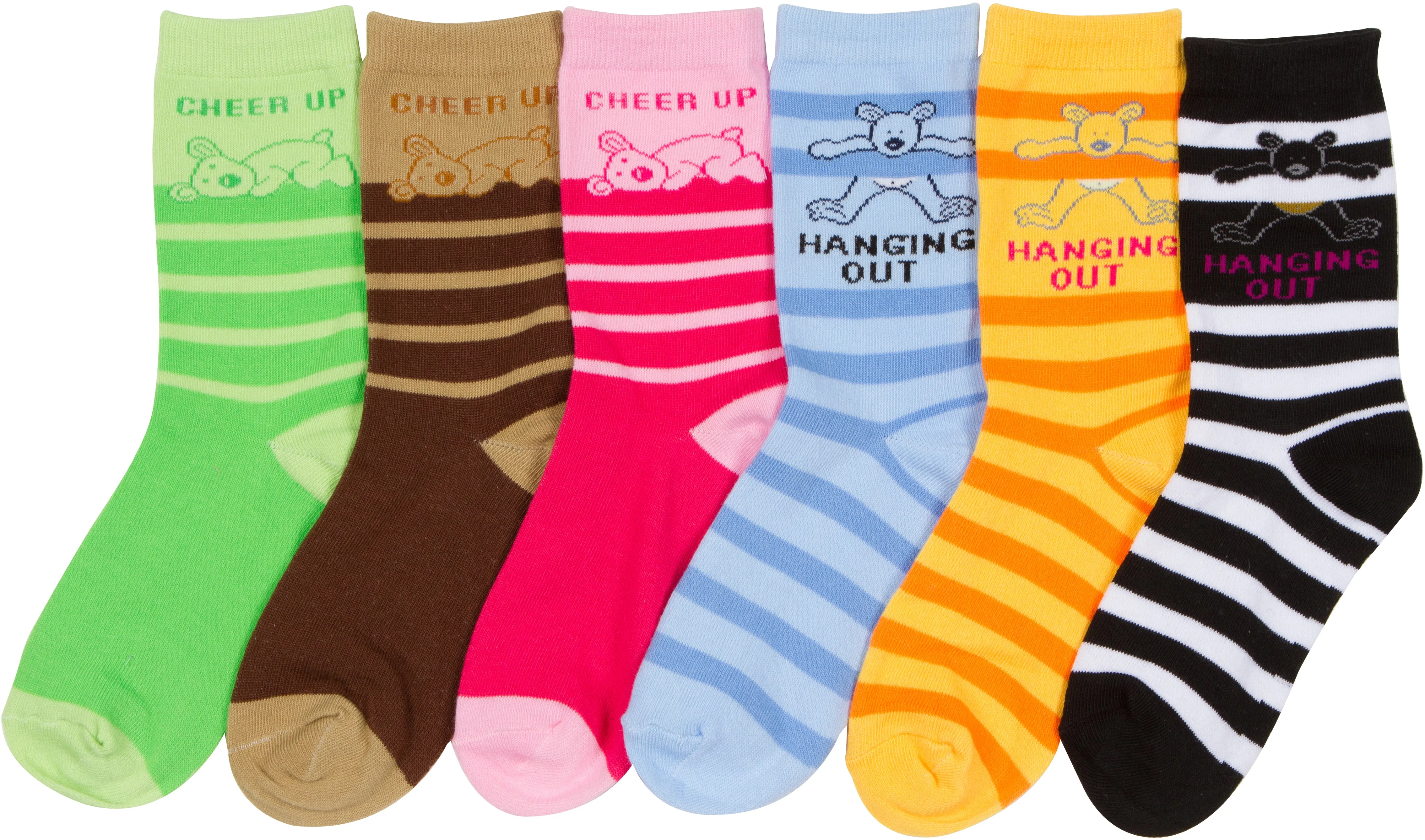 Sakkas Girl's Creative Fun Cotton Blend Crew Socks Assorted Color 6-Pack