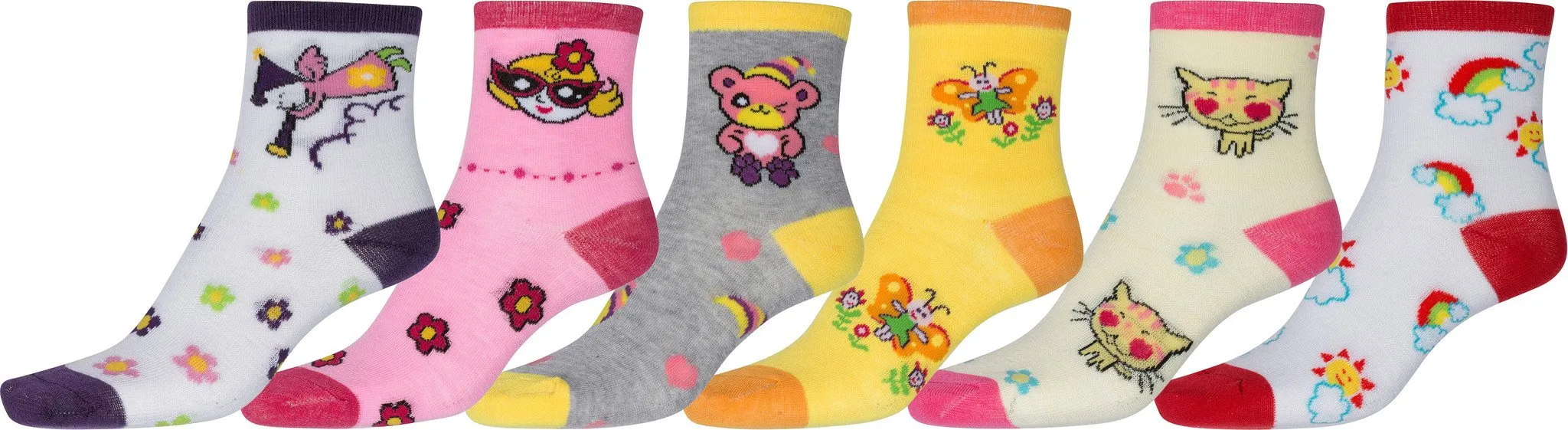 Sakkas Girl's Creative Fun Cotton Blend Crew Socks Assorted Color 6-Pack