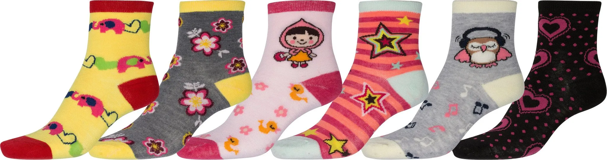 Sakkas Girl's Creative Fun Cotton Blend Crew Socks Assorted Color 6-Pack