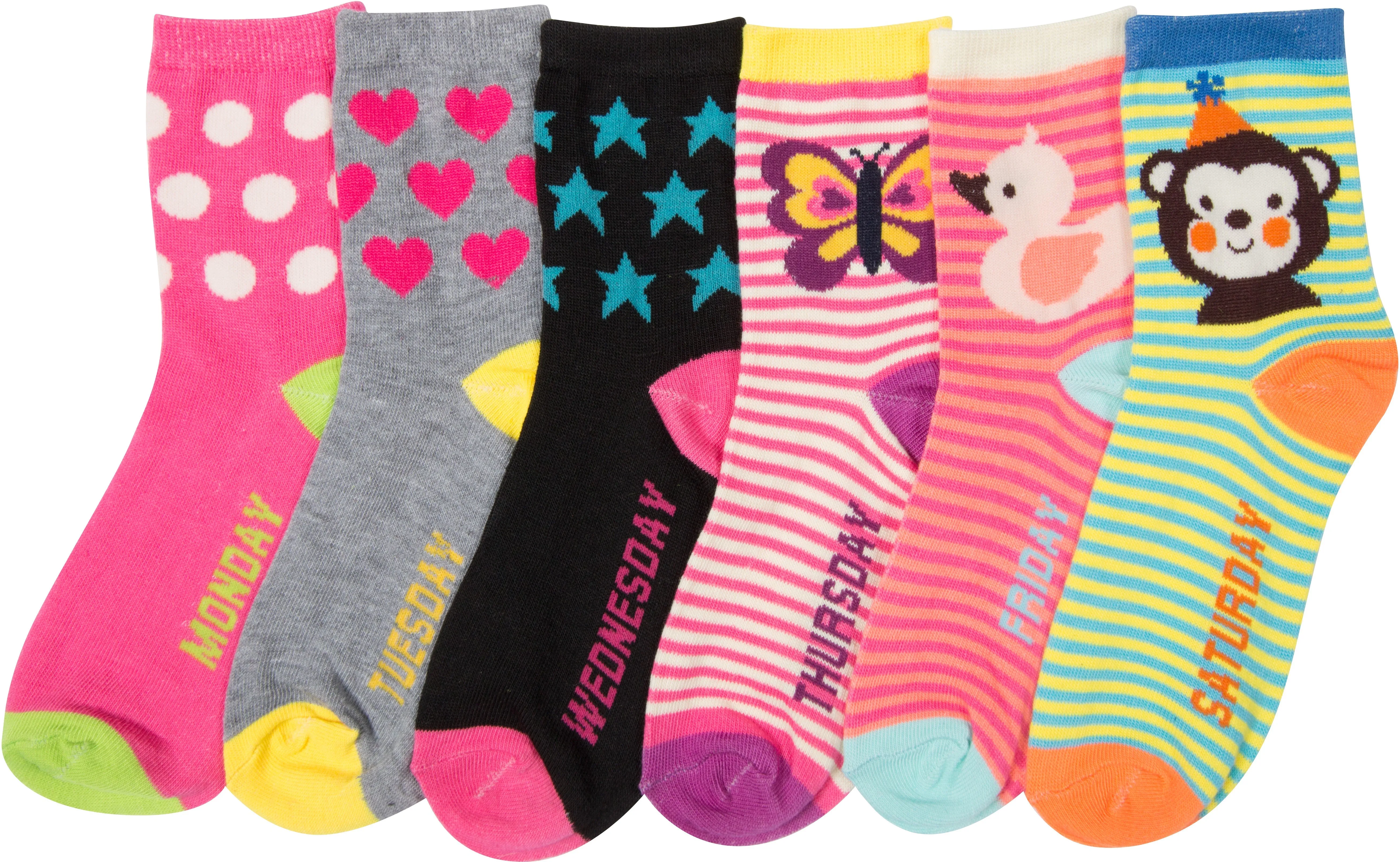 Sakkas Girl's Creative Fun Cotton Blend Crew Socks Assorted Color 6-Pack