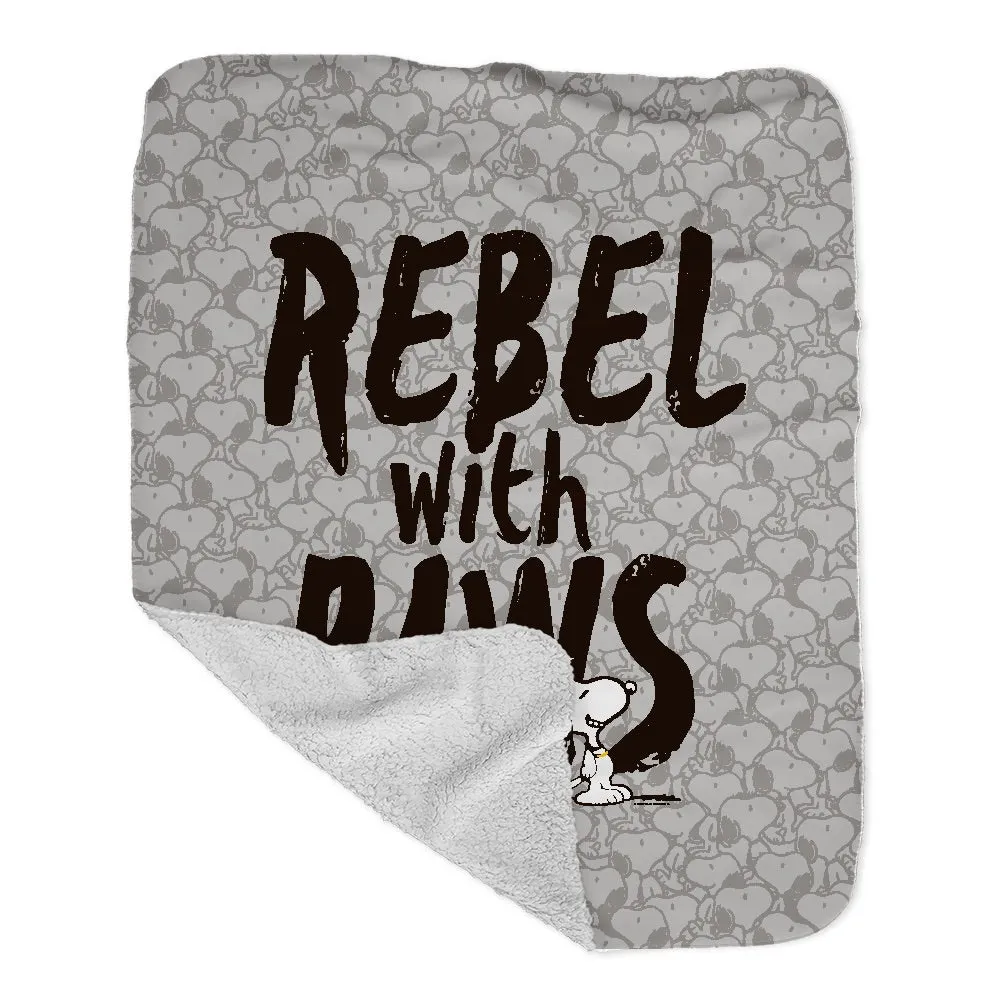 Snoopy Rebel With Paws Sherpa Blanket