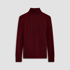 Solid Cable Turtleneck Sweater