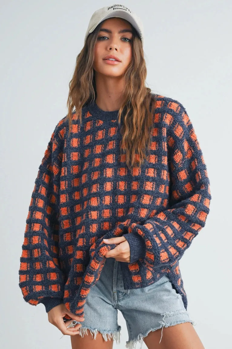 Spirit Checkered Oversized Sweater