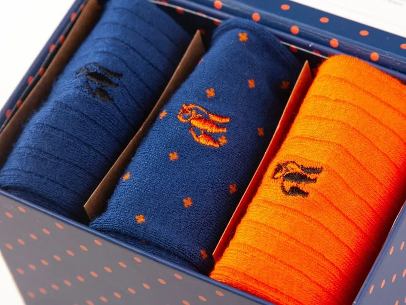 Spotted Blue Sock Box - 3 Pairs Bamboo Socks