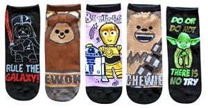 STAR WARS Ewok Vader Droids Chewie Yoda Juniors/Womens 5 Pack Ankle Socks Size 4-10