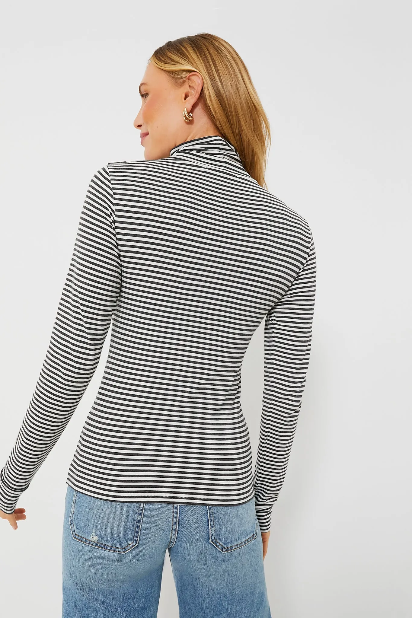 Steel White Stripe Little Turtleneck