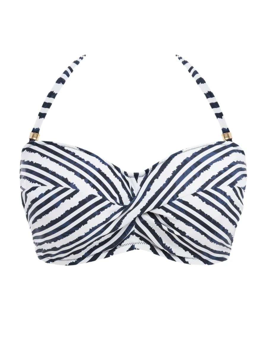 Sunshine Coast Twist Bandeau Bikini Top - French Navy