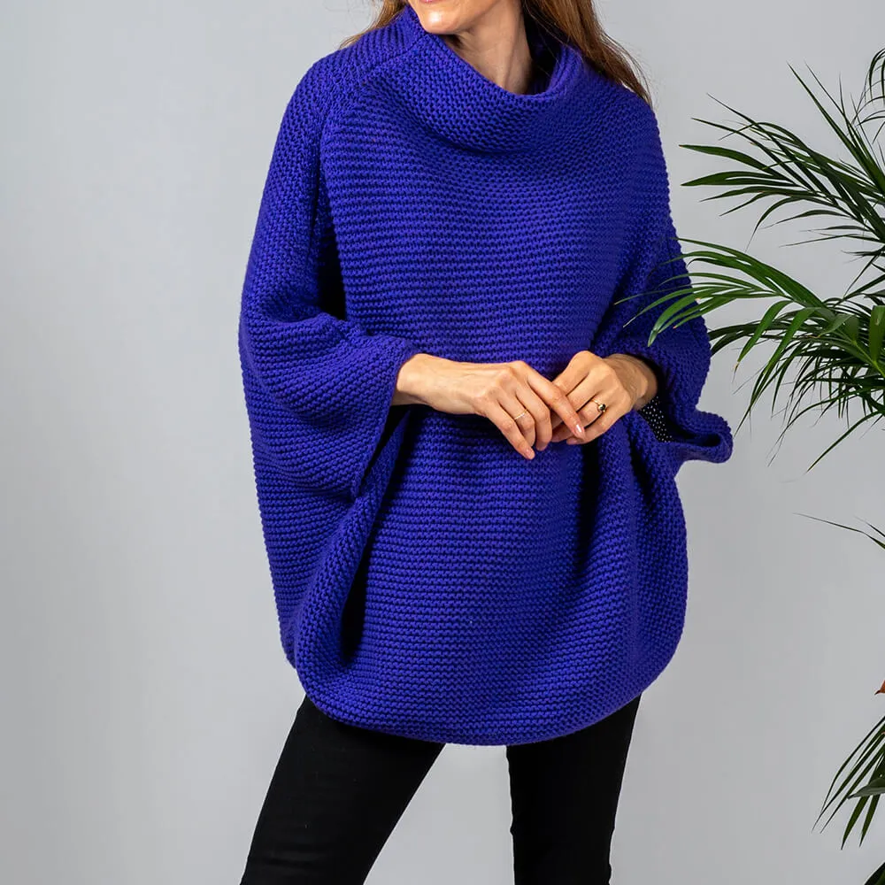 Superluxe Vibrant Violet Italian Cashmere Poncho