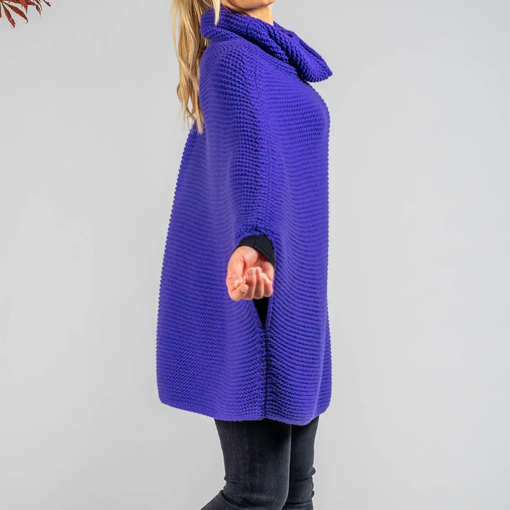 Superluxe Vibrant Violet Italian Cashmere Poncho