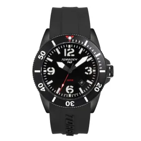 T43 DLC Black Diver Sapphire | 44mm, Black Silicone Strap