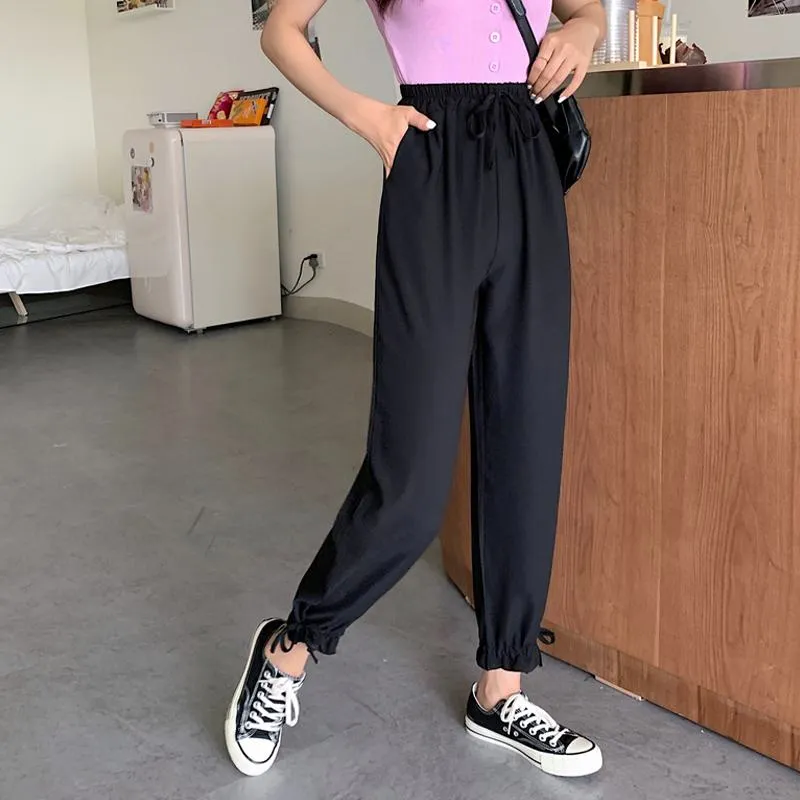 Tapered High-Waisted Cropped Slimming Thin Pants