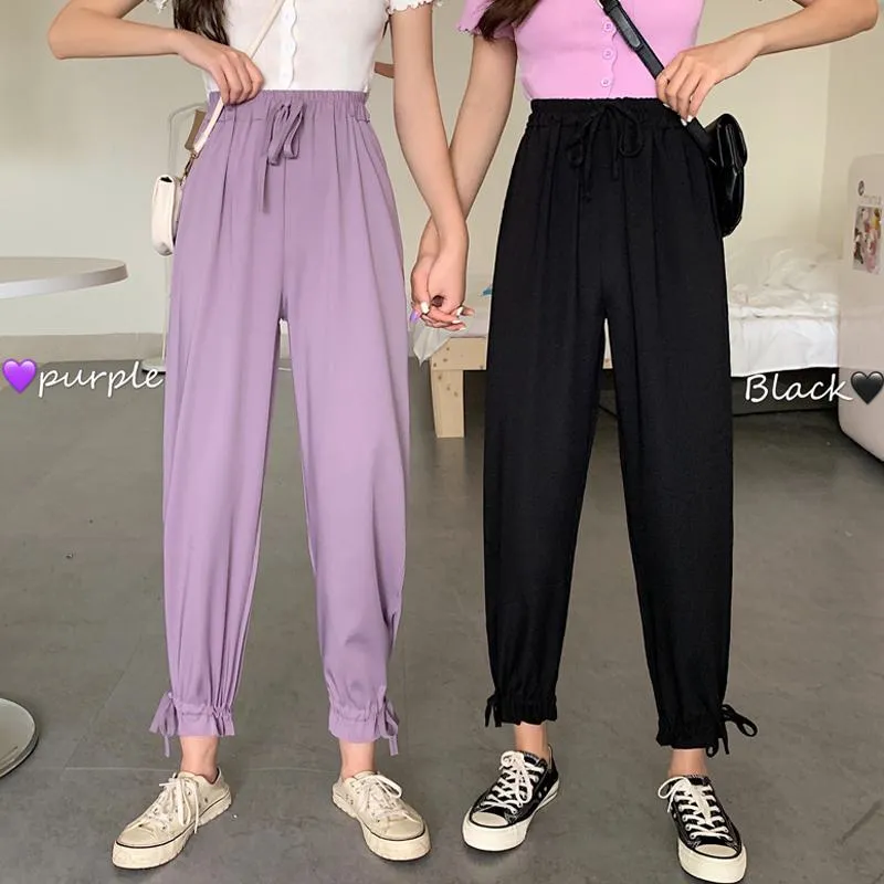 Tapered High-Waisted Cropped Slimming Thin Pants