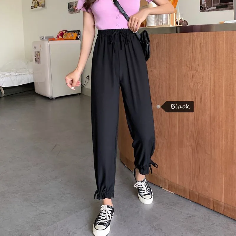 Tapered High-Waisted Cropped Slimming Thin Pants