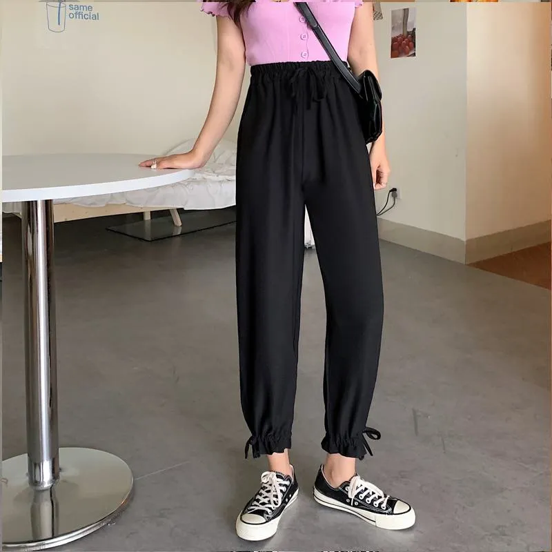 Tapered High-Waisted Cropped Slimming Thin Pants