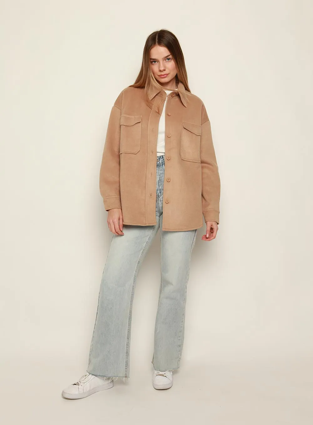 Tess Oversize Long Sleeve Jacket-CAMEL