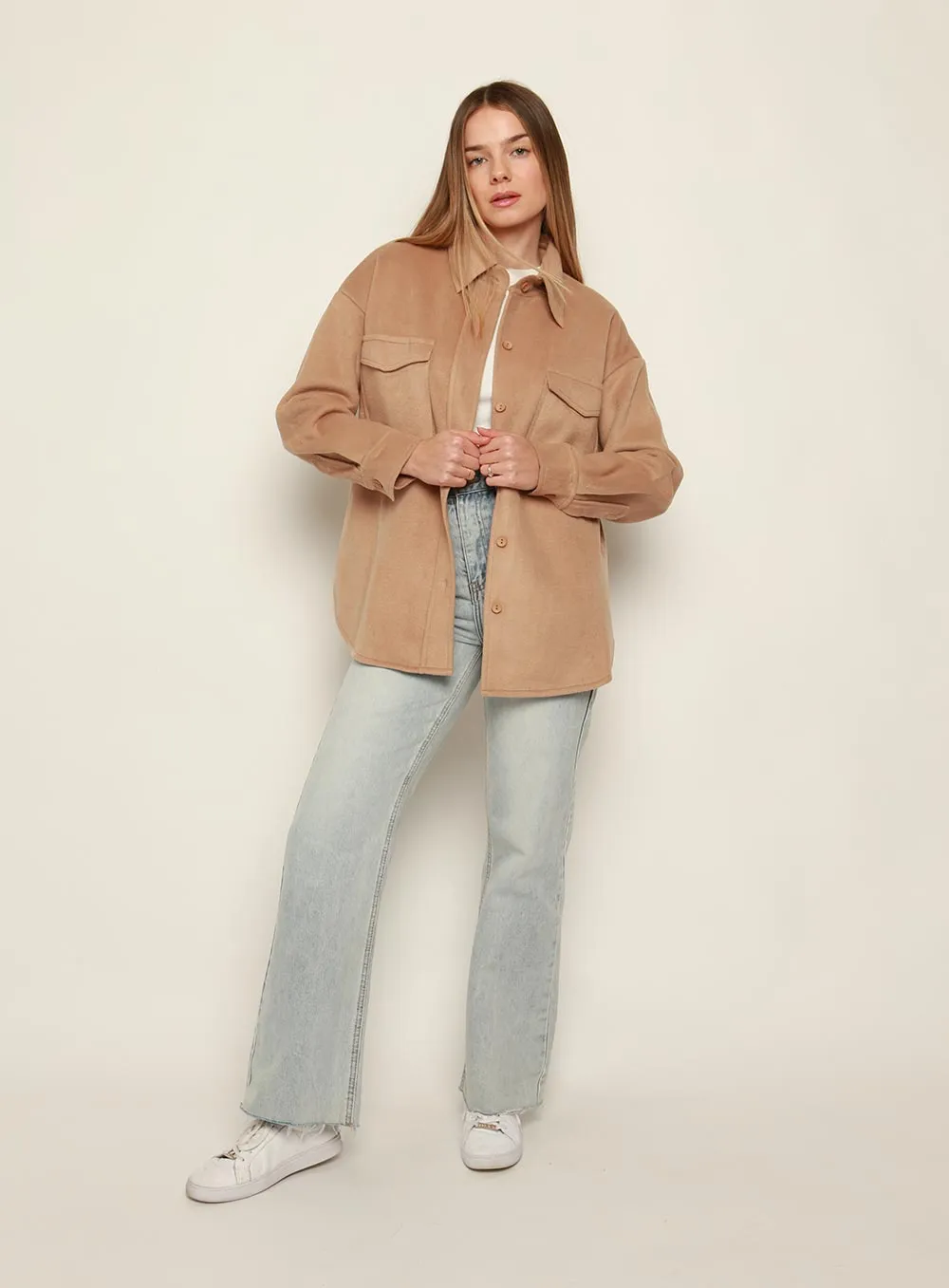 Tess Oversize Long Sleeve Jacket-CAMEL