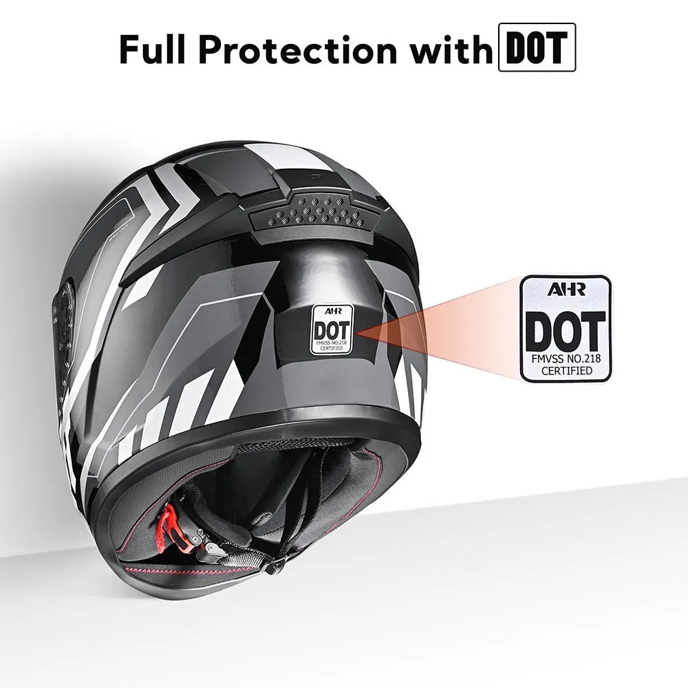 TheLAShop Motorcycle Helmet RUN-F3 Full Face Helmet DOT Black Gray