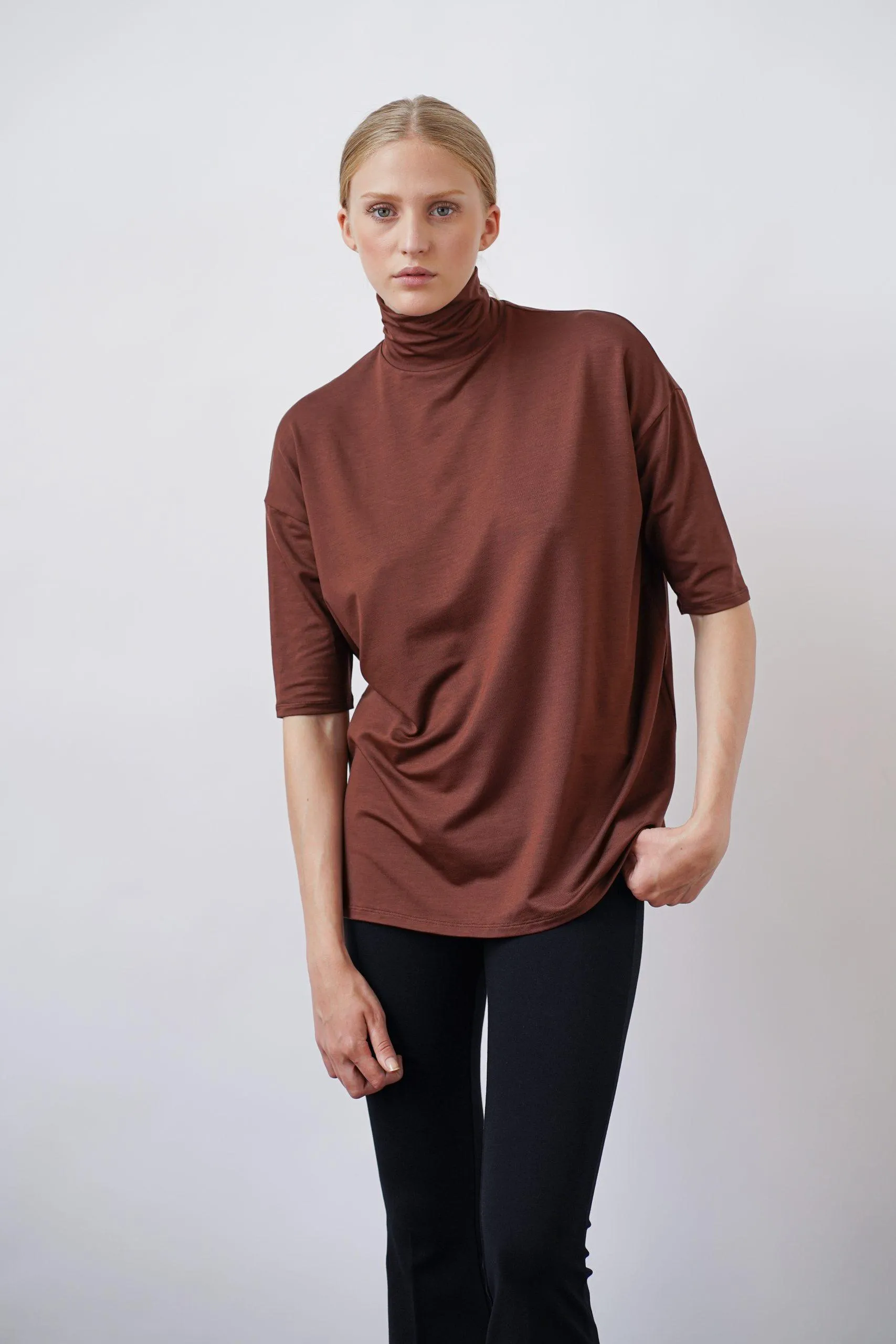 Tomasine Turtleneck Top Chocolate