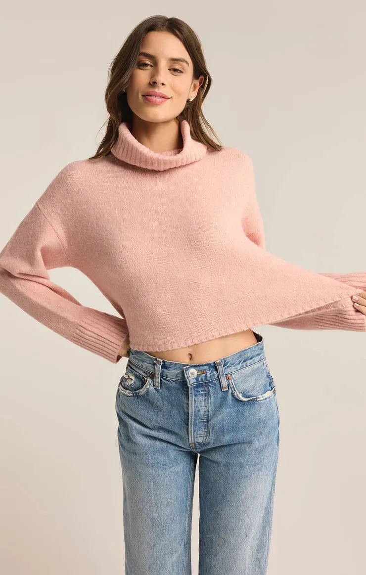 Ursa Turtleneck Sweater Top - Cashmere Pink