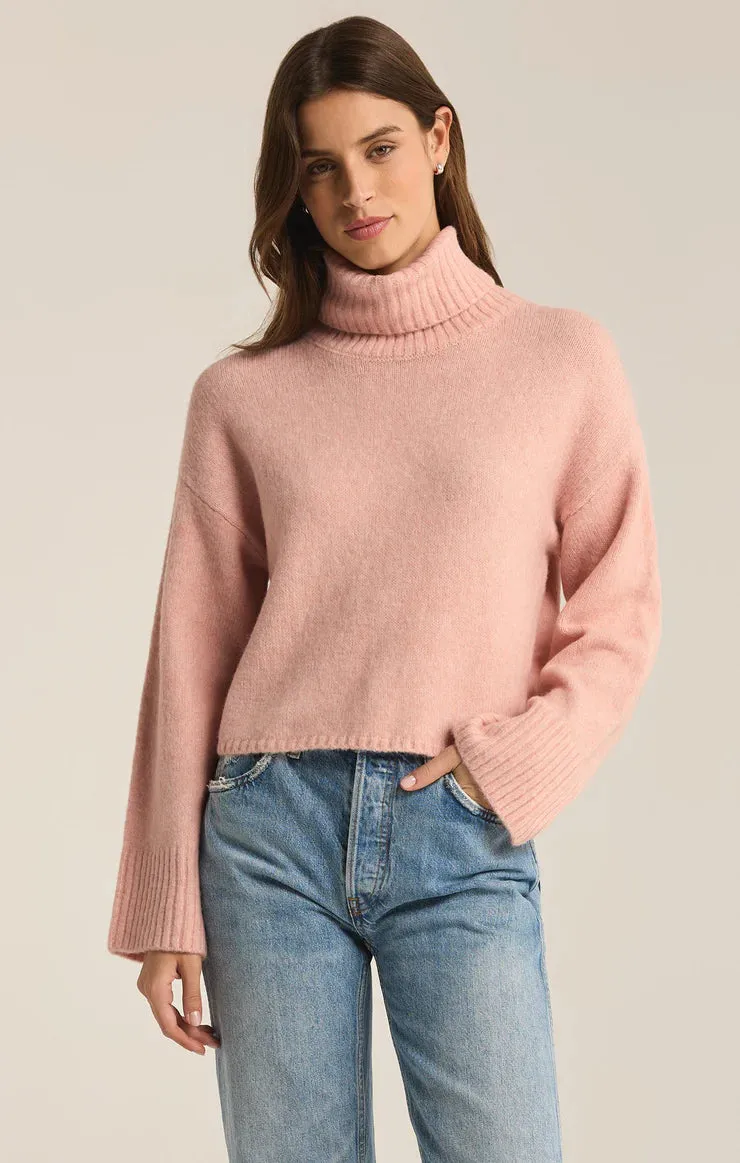 Ursa Turtleneck Sweater Top - Cashmere Pink