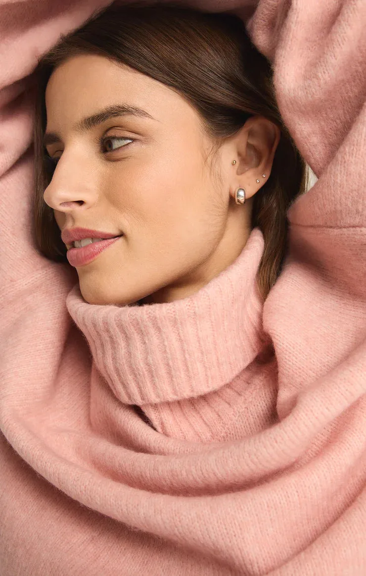 Ursa Turtleneck Sweater Top - Cashmere Pink