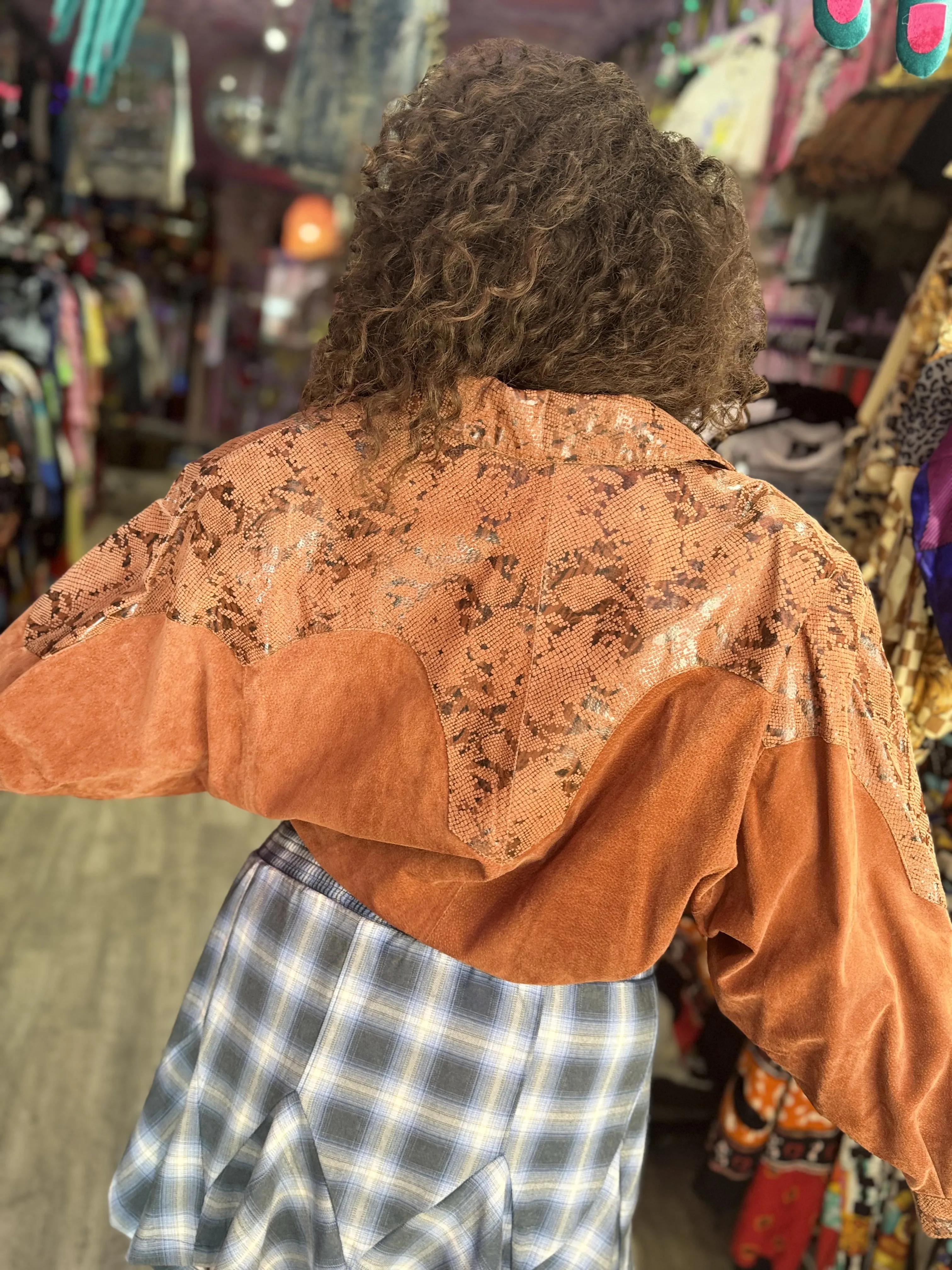 Vintage 80s Mauve Snake Print Jacket