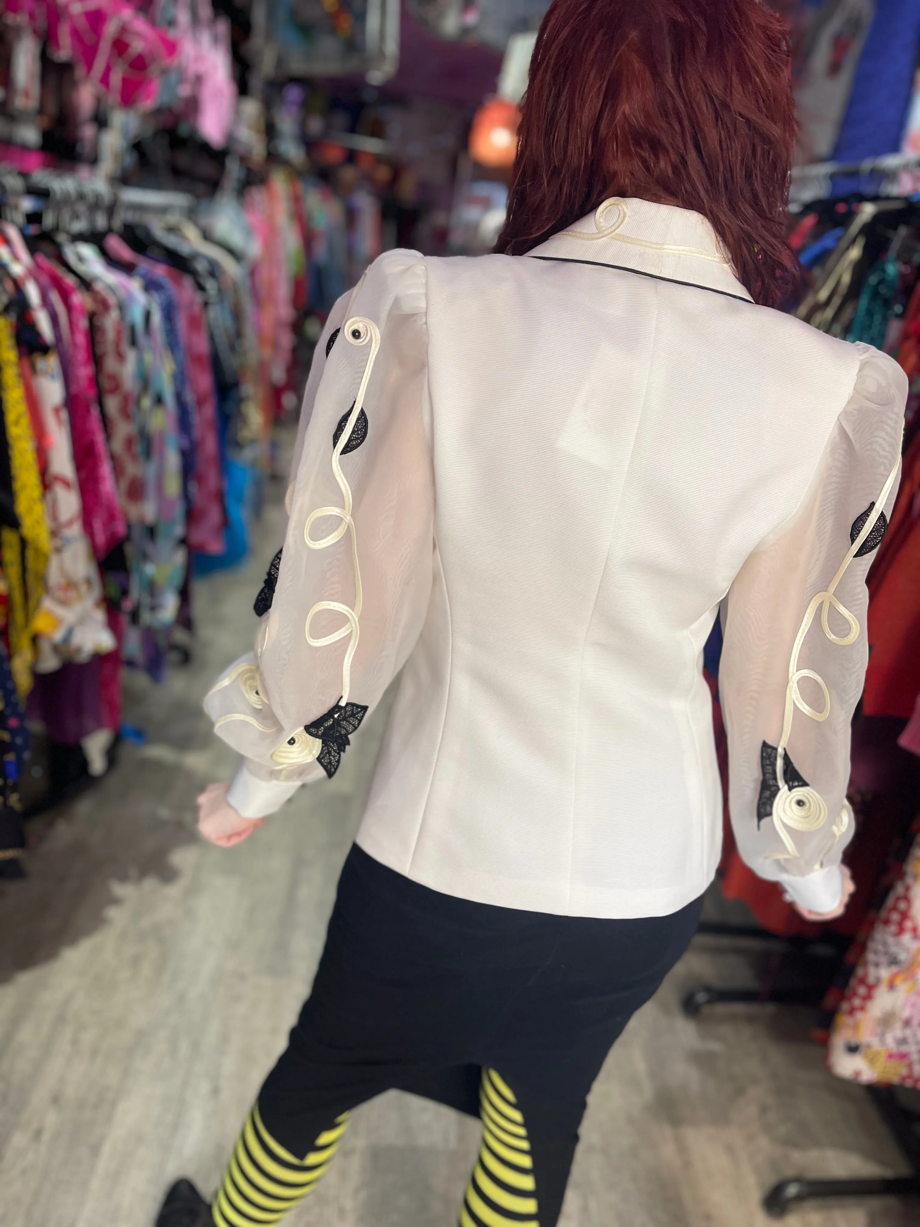 Vintage 80s White and Black Avant Garde Jacket