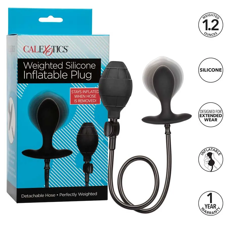 Weighted Black Silicone Inflatable Anal Plug by Cal Exotics