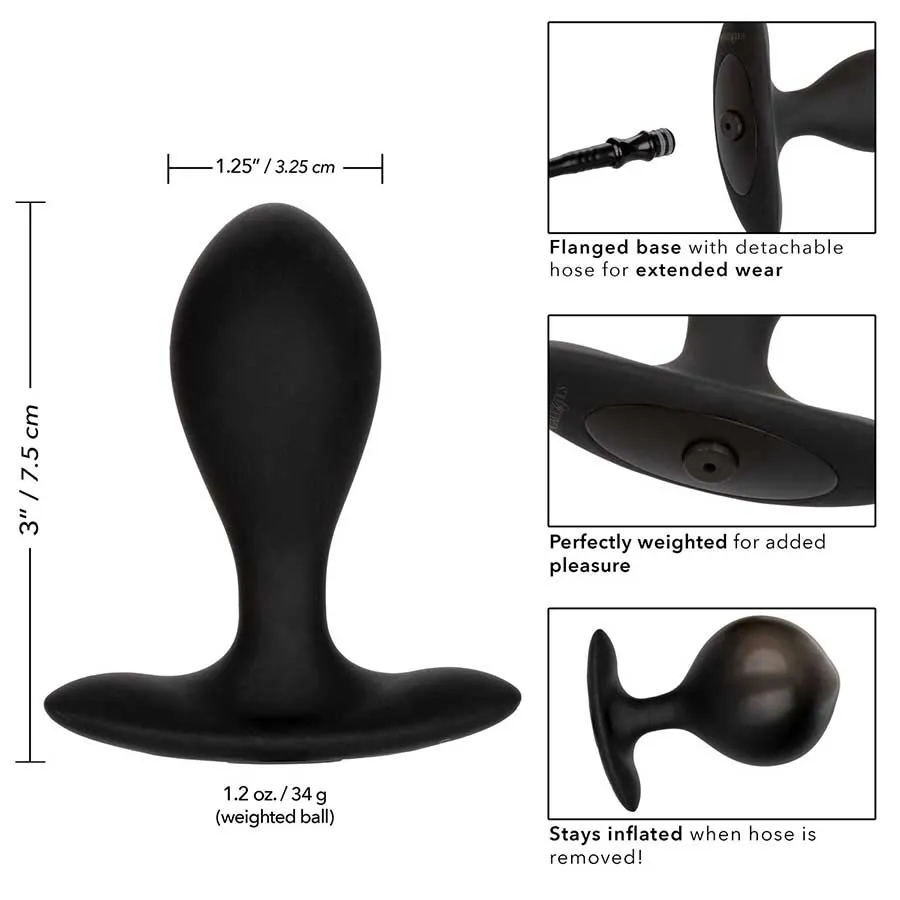 Weighted Black Silicone Inflatable Anal Plug by Cal Exotics