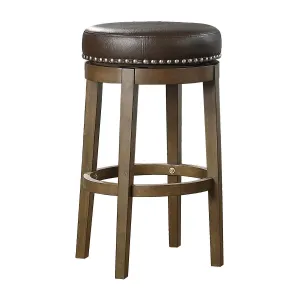 Westby Tall Round Swivel Pub Height Stool, Brown - Set of 2