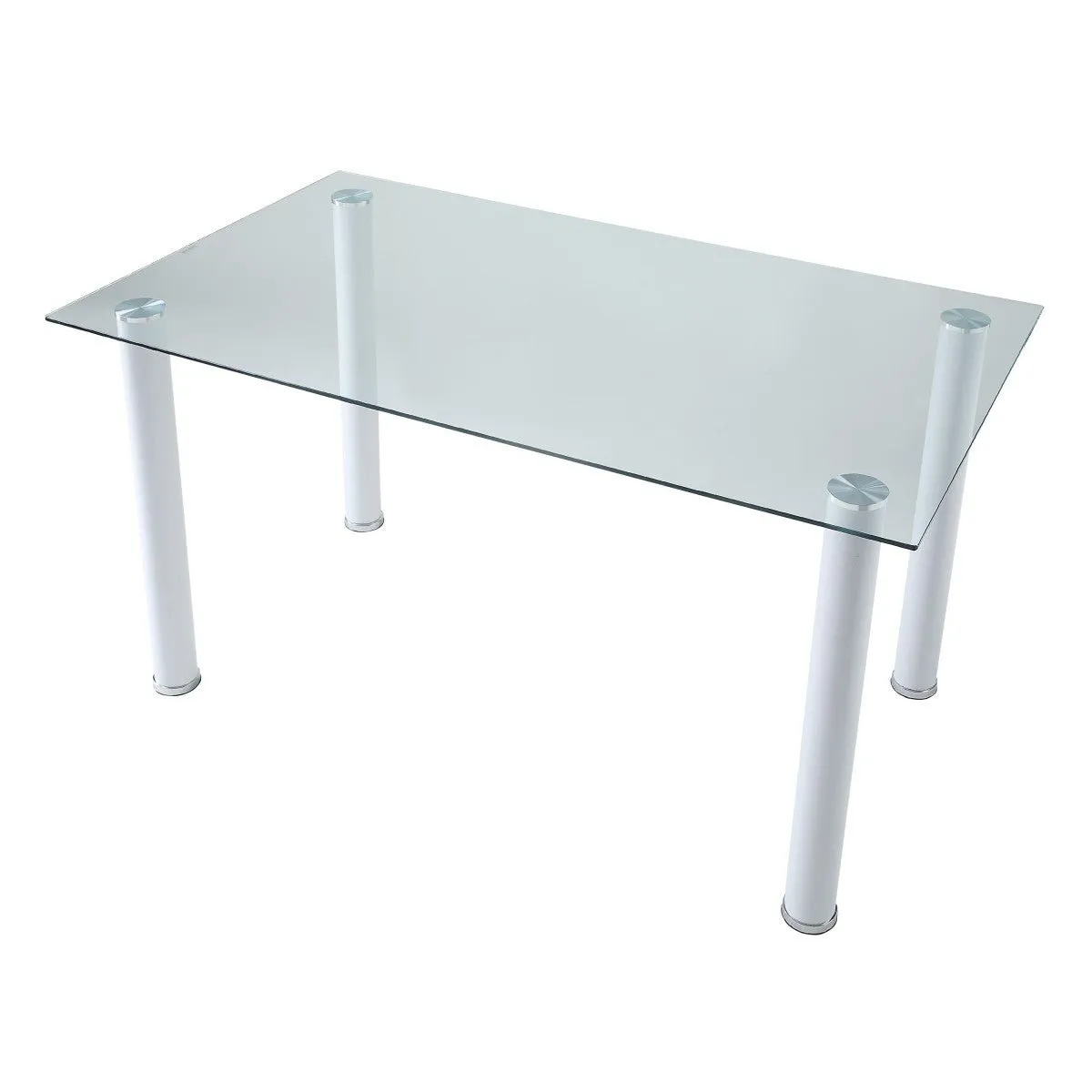 White Florian Dining Table, Glass Top