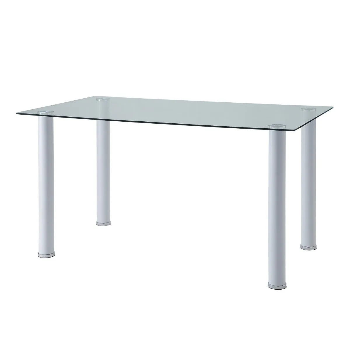 White Florian Dining Table, Glass Top