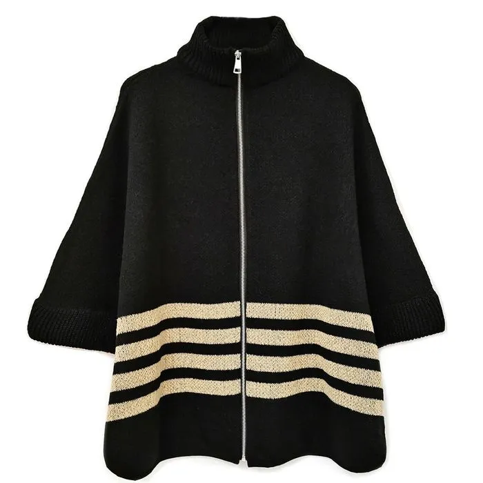 Women's Stripe Zipper Kimono