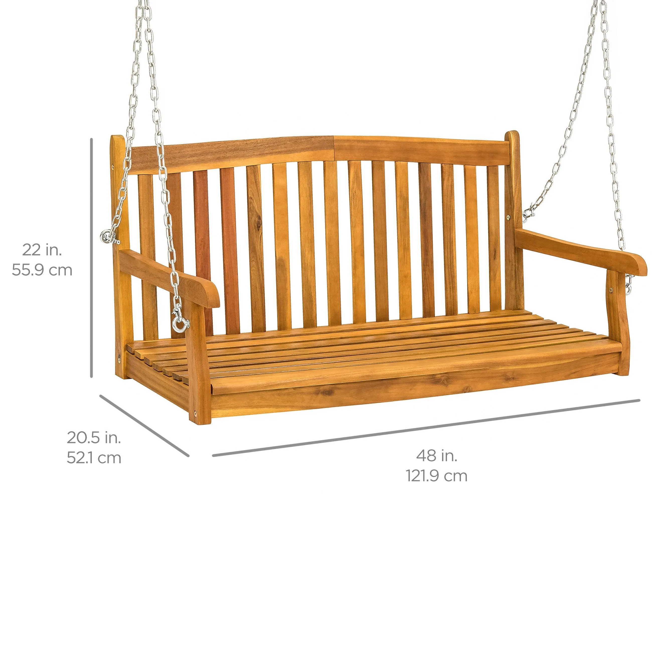 Wooden Porch Swing w/ Hanging Chains