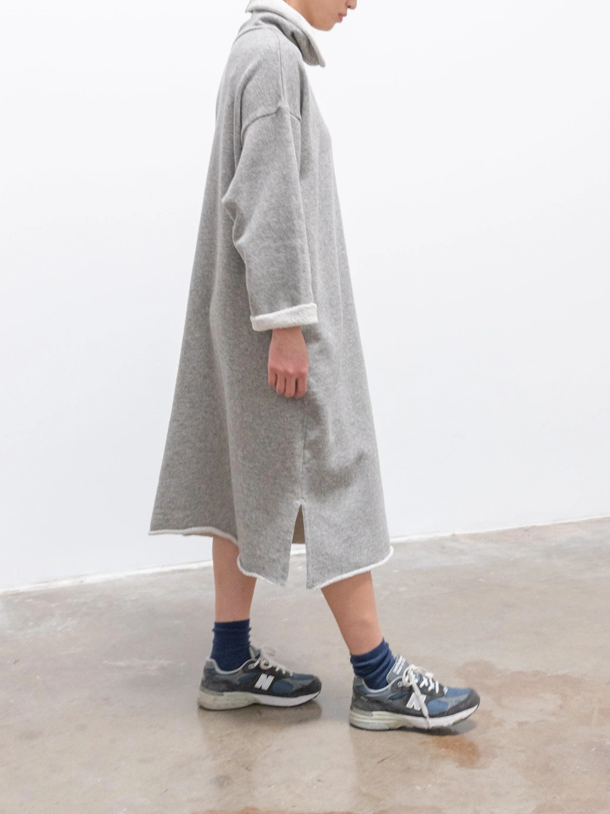 Wool Sweat Turtleneck Dress - Gray