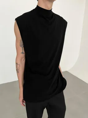 Zhou Plain Color Sleeveless Mockneck